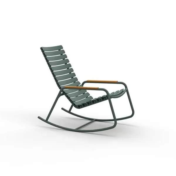 HOUE ReCLIPS schommelstoel van gerecycled plastic met bamboe - Olive Green