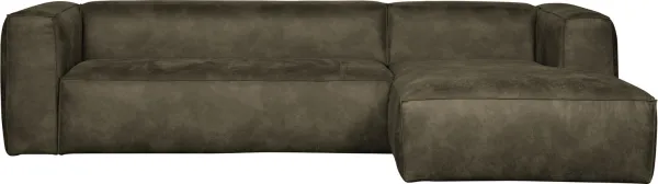 Bean, Hoekbank rechts, legergroen, H73x175x305 cm, leer