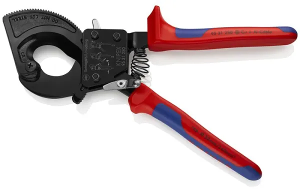 Knipex kabelschaar (ratelsysteem) zwart gelakt, met meercomponentengreep 250 mm