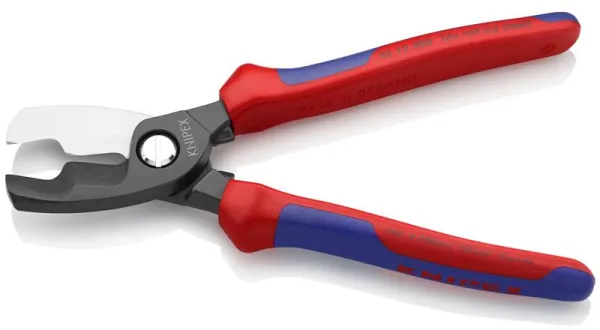 Knipex kabelschaar met dubbele snede, geblauwd, met meercomponentengreep 200 mm