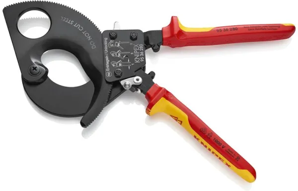 Knipex kabelschaar (ratelsysteem) zwart gelakt, VDE-getest 280 mm