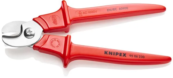 Knipex kabelschaar, handgrepen kunststofgegoten, geïsoleerd, kunststofgegoten, VDE-getest 230 mm