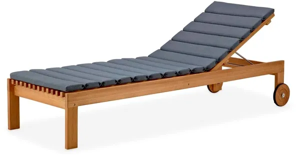 Cane-Line Amaze ligbed met kussen - teak met grijs kussen