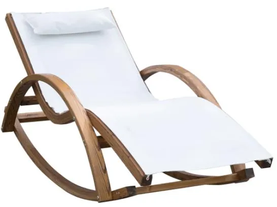 Homeville Lux ligstoel in larikshout met schommel functie 150x60x50cm
